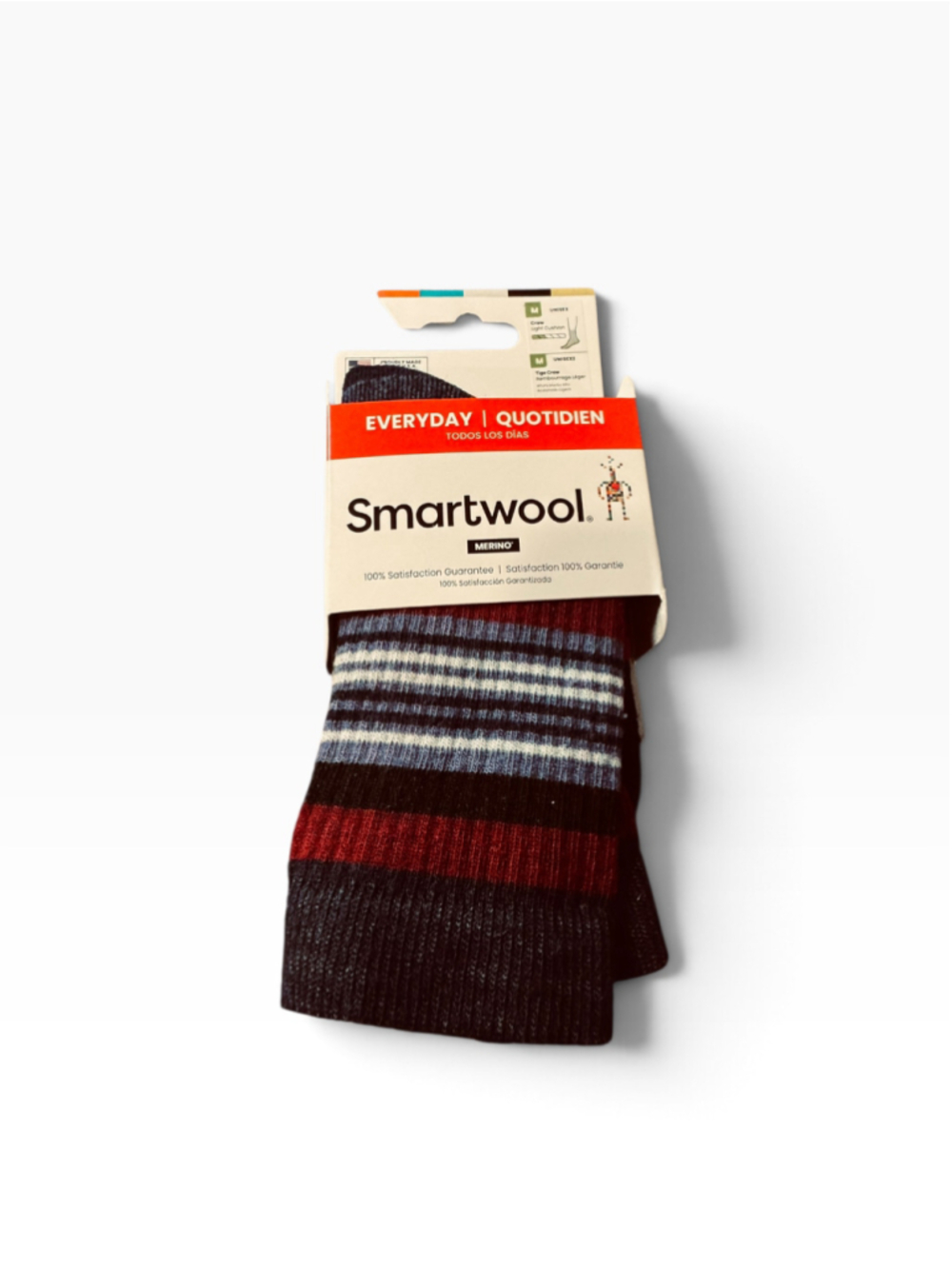 Unisex Smartwool Crew Socks Size M Blue and Red Striped